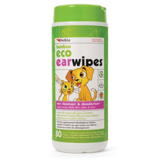 Petkin BAMBOO ECO EAR WIPES 80pk | Buy Online at DOGUE Australia