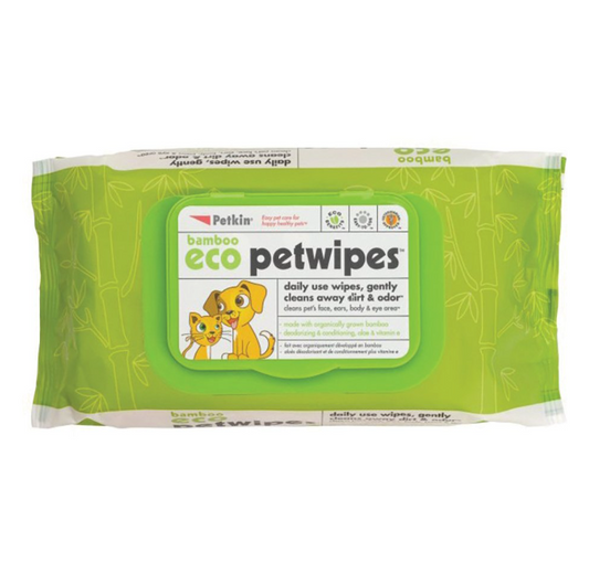 Petkin BAMBOO ECO PET WIPES 80pk | Buy Online at DOGUE Australia