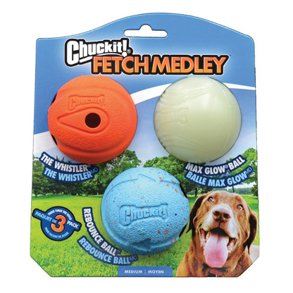 Chuckit! Fetch Medley Balls Dog Toy Gen1 3-pack