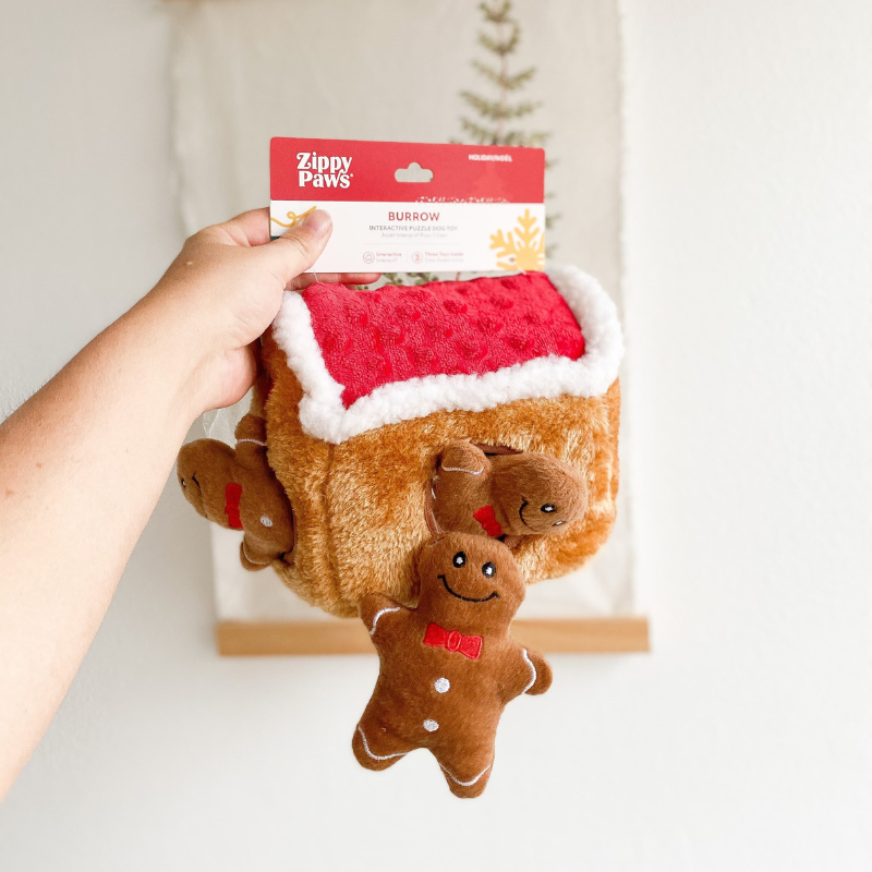 ZippyPaws Burrow Gingerbread House Holiday Dog Toy