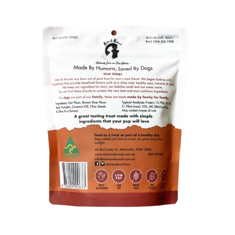 Mimi and Munch Beefy Burger Dog Treat 180g - DOGUE