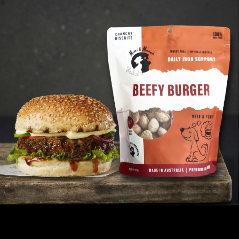 Mimi and Munch Beefy Burger Dog Treat 180g - DOGUE