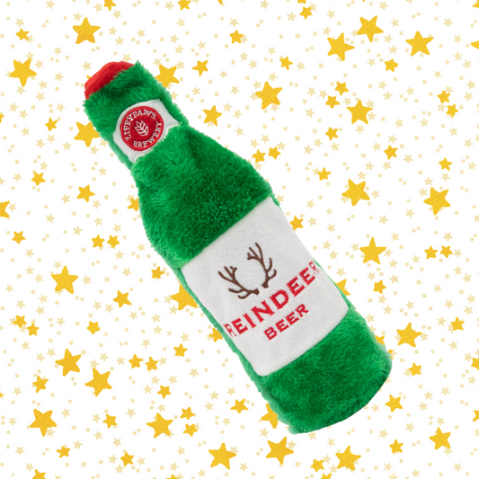 ZippyPaws Happy Hour Holiday Crusherz Reindeer Beer Dog Toy - DOGUE